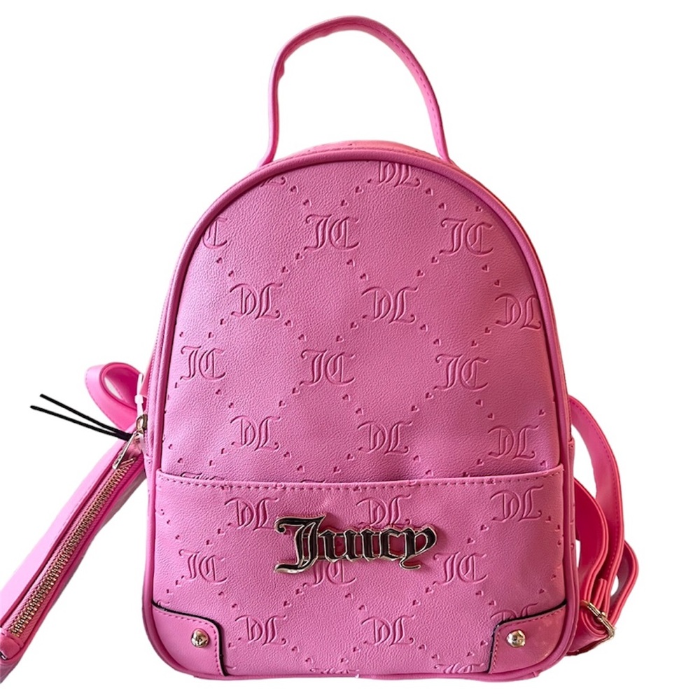 🩷 JUICY COUTURE Pink Lemonade Gold Backpack + Wristlet Pouch Set NEW